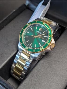 Open Box Movado Series 800 Two Tone Green Dial Stainless Steel Men's Watch